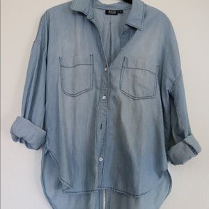 Blue and white striped button down